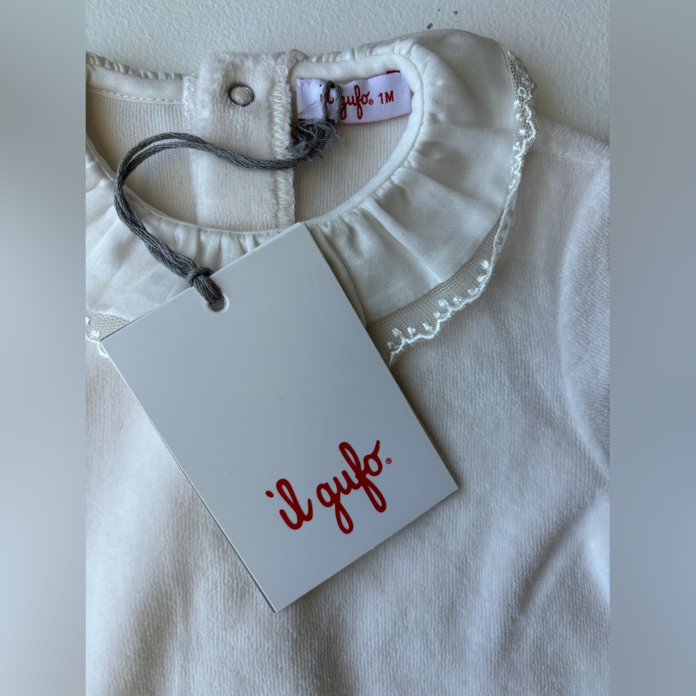 Il Gufo Ivory Baby Dress with Lace Trim
